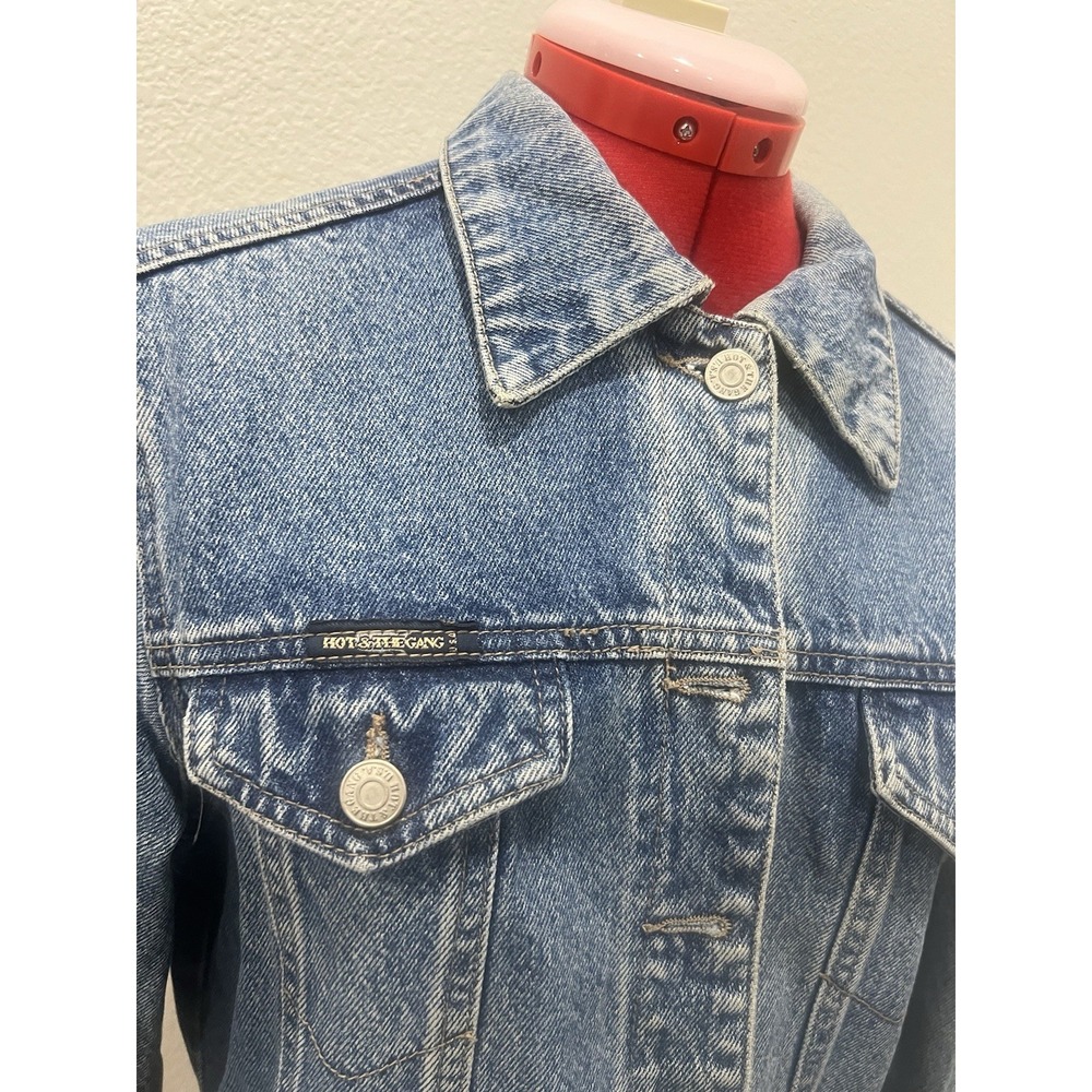 Vintage‎ ANG Jeans Denim Jacket Cropped Light Wash Jean Jacket - Picture 5 of 7